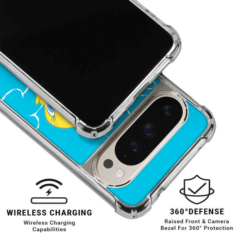 Looney Tunes Tweety Bird Flying Pixel 9 Pro XL Clear Case